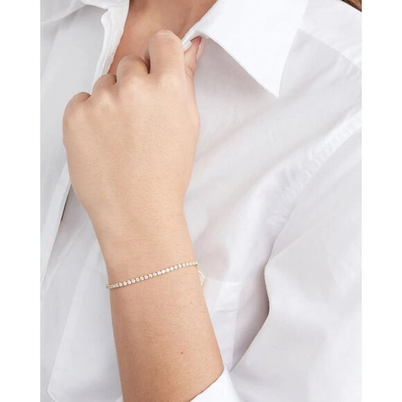 SHASHI Diamond Tennis Pull Bracelet in Gold One Size Womens Crystals - Picture 2 of 9